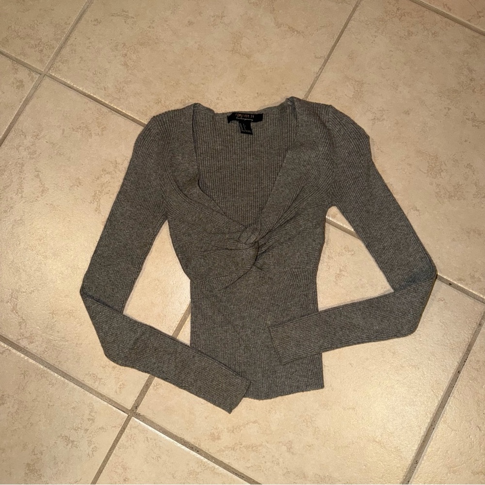 Forever 21 Charcoal Knit Long Sleeve Top